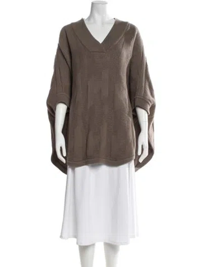 Pre-owned Hermes Virgin Wool V-neck Sweater In Brown