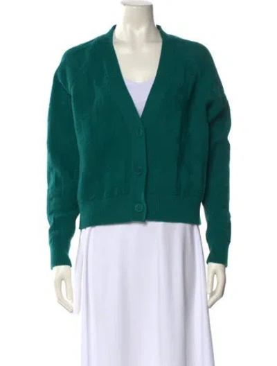 Pre-owned Hermes Virgin Wool V-neck Sweater In Green