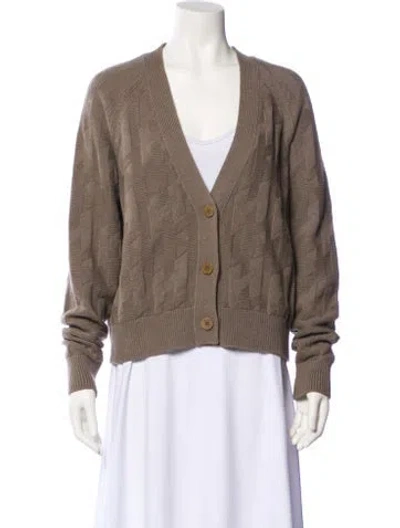 Pre-owned Hermes Virgin Wool V-neck Sweater In Neutral