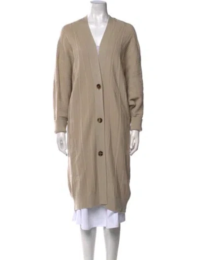Pre-owned Hermes Virgin Wool V-neck Sweater In Neutral