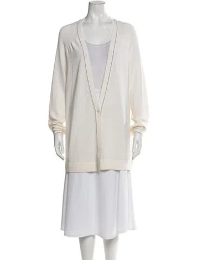 Pre-owned Hermes Virgin Wool V-neck Sweater In Neutral