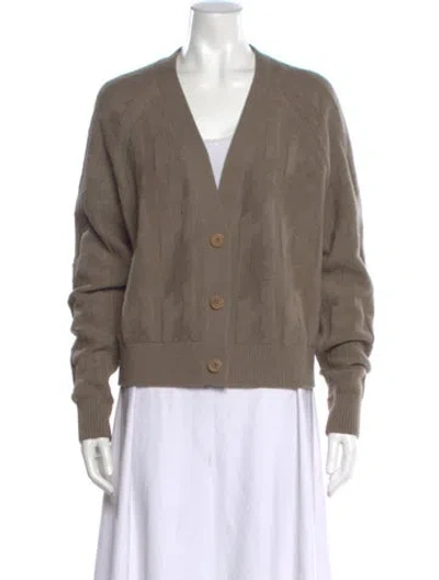 Pre-owned Hermes Virgin Wool V-neck Sweater In Neutral