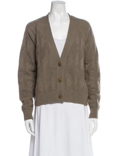 Pre-owned Hermes Virgin Wool V-neck Sweater In Neutral