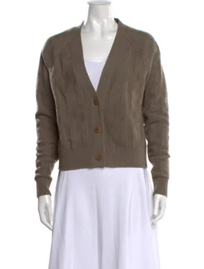 Pre-owned Hermes Virgin Wool V-neck Sweater In Neutral