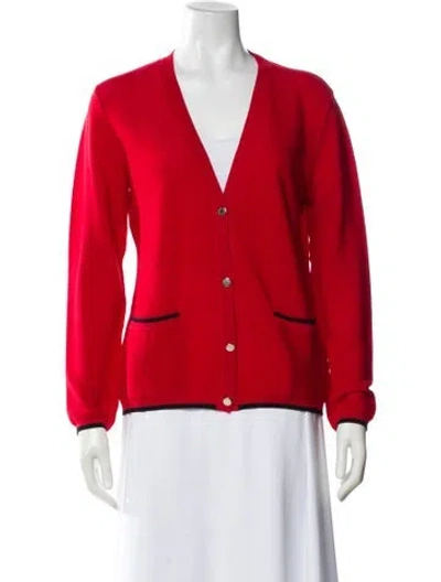 Pre-owned Hermes Virgin Wool V-neck Sweater In Orange