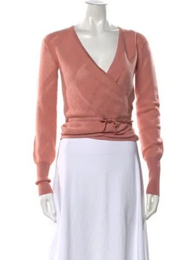 Pre-owned Hermes Virgin Wool V-neck Sweater In Pink