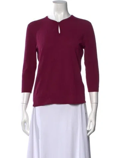 Pre-owned Hermes Virgin Wool V-neck Sweater In Purple
