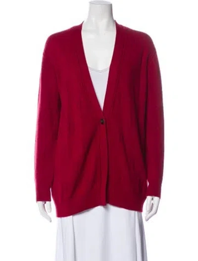 Pre-owned Hermes Virgin Wool V-neck Sweater In Red
