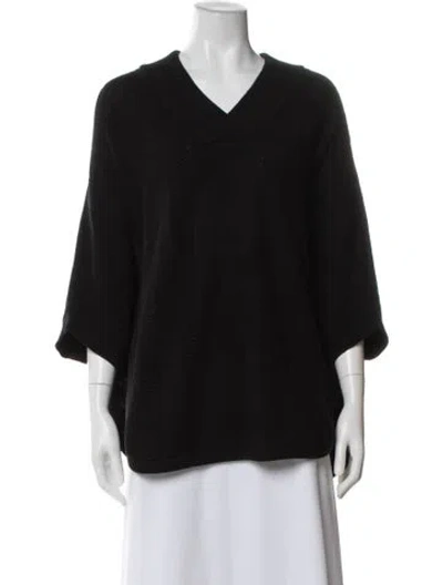 Pre-owned Hermes Virgin Wool V-neck Sweater W/ Tags In Black