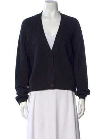 Pre-owned Hermes Virgin Wool V-neck Sweater W/ Tags In Black/blue