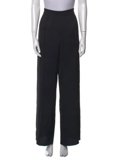 Pre-owned Hermes Virgin Wool Wide Leg Pants In Black