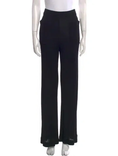 Pre-owned Hermes Virgin Wool Wide Leg Pants In Black