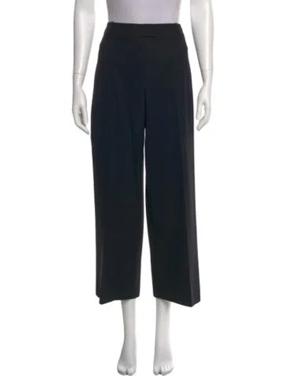 Pre-owned Hermes Virgin Wool Wide Leg Pants In Black