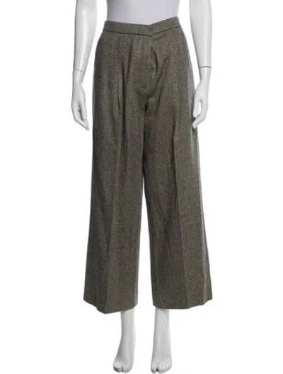 Pre-owned Hermes Virgin Wool Wide Leg Pants In Black
