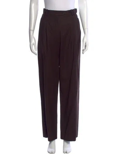 Pre-owned Hermes Virgin Wool Wide Leg Pants In Black