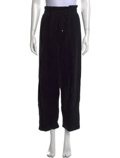 Pre-owned Hermes Virgin Wool Wide Leg Pants In Black