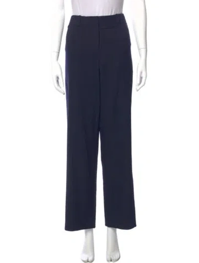 Pre-owned Hermes Virgin Wool Wide Leg Pants In Blue