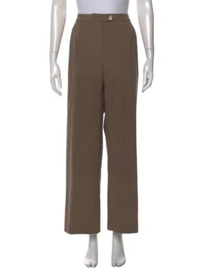 Pre-owned Hermes Virgin Wool Wide Leg Pants In Brown