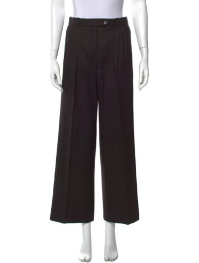 Pre-owned Hermes Virgin Wool Wide Leg Pants In Brown