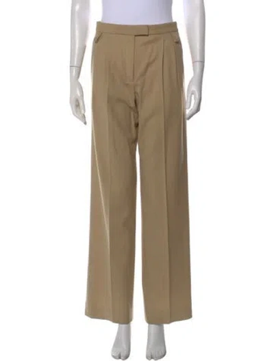 Pre-owned Hermes Virgin Wool Wide Leg Pants In Neutral