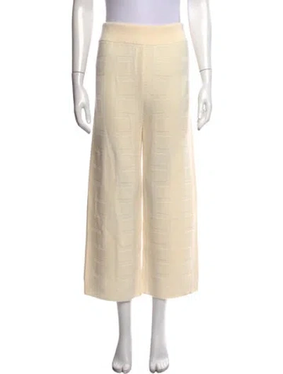 Pre-owned Hermes Virgin Wool Wide Leg Pants In White