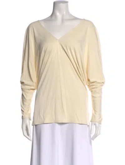 Pre-owned Hermes V-neck Long Sleeve Blouse In Neutral
