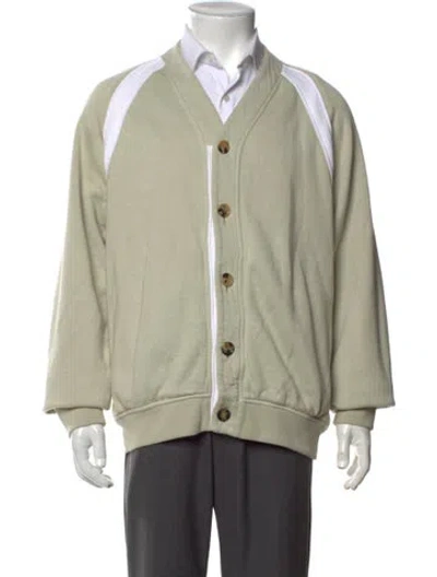Pre-owned Hermes V-neck Long Sleeve Sweatshirt In Green