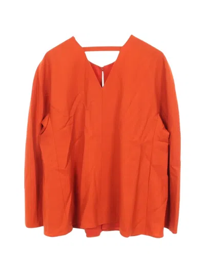 Pre-owned Hermes V-neck Long-sleeve Top In Orange