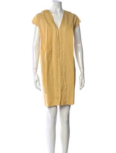 Pre-owned Hermes V-neck Mini Dress In Yellow