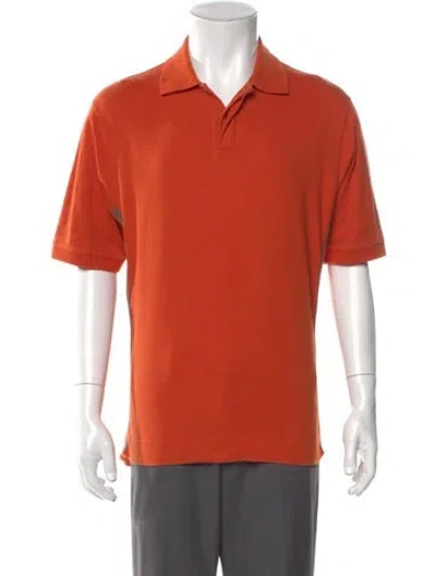 Pre-owned Hermes V-neck Short Sleeve Polo Shirt In Orange