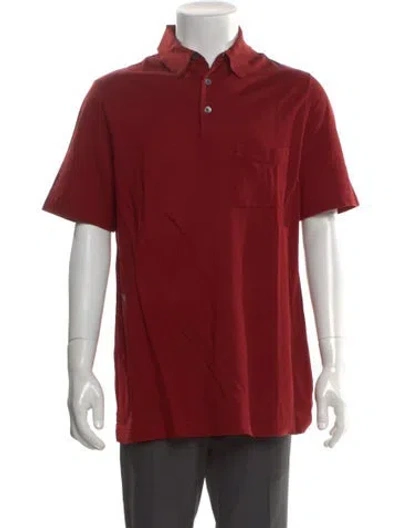 Pre-owned Hermes V-neck Short Sleeve Polo Shirt In Red