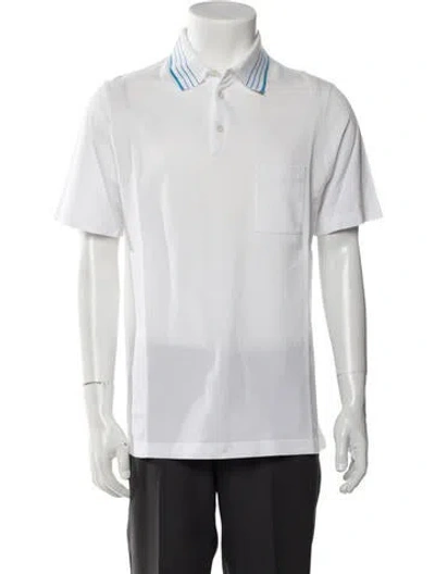 Pre-owned Hermes V-neck Short Sleeve Polo Shirt In White