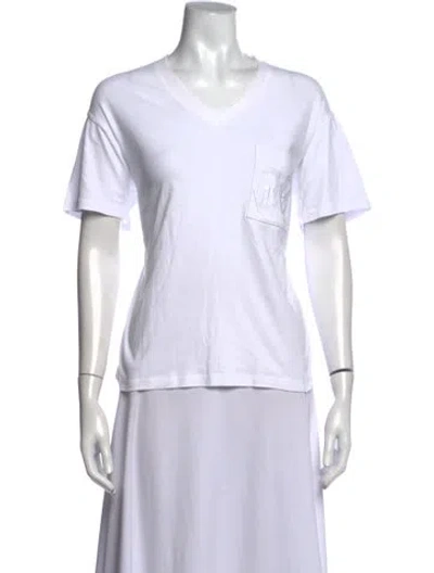 Pre-owned Hermes V-neck Short Sleeve T-shirt In White