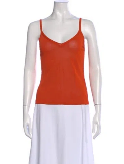Pre-owned Hermes V-neck Sleeveless Top In Orange