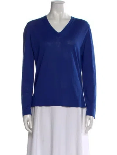 Pre-owned Hermes V-neck Sweater In Blue