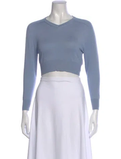 Pre-owned Hermes V-neck Sweater In Blue