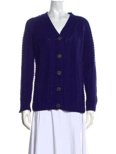 Pre-owned Hermes V-neck Sweater In Blue