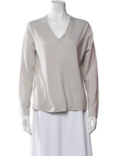Pre-owned Hermes V-neck Sweater In Grey