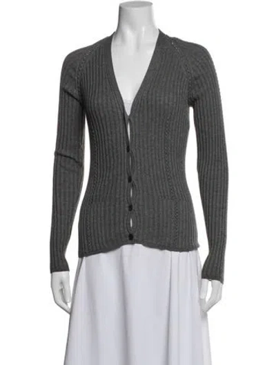 Pre-owned Hermes V-neck Sweater In Grey