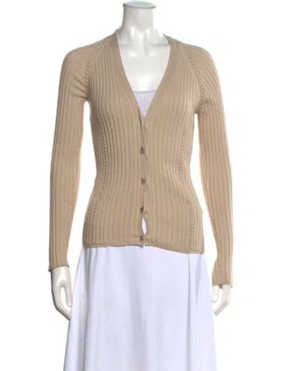 Pre-owned Hermes V-neck Sweater In Neutral