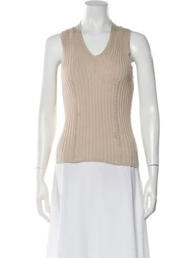 Pre-owned Hermes V-neck Sweater In Neutral