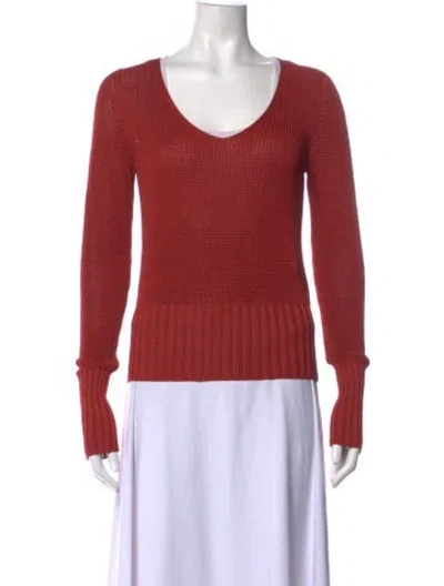 Pre-owned Hermes V-neck Sweater In Orange