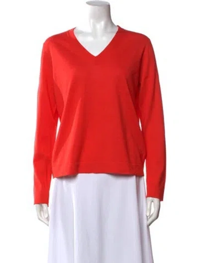 Pre-owned Hermes V-neck Sweater In Orange