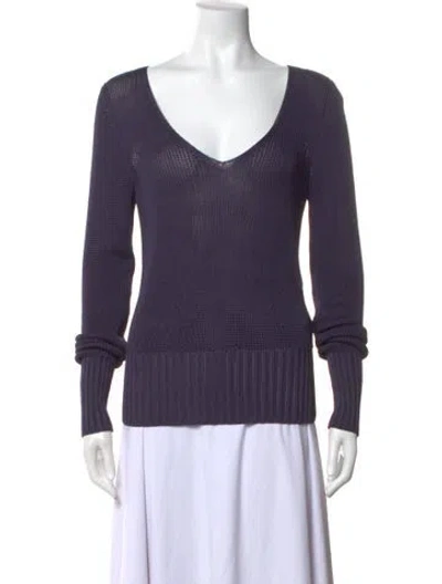 Pre-owned Hermes V-neck Sweater In Purple