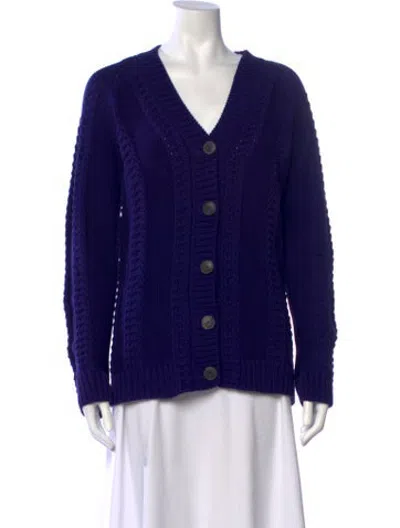 Pre-owned Hermes V-neck Sweater In Purple