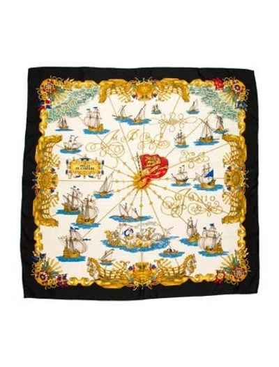 Pre-owned Hermes Voiles De Lumiere Silk Scarf In Neutral