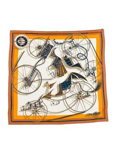 Pre-owned Hermes Voitures En Equilibre Cashmere Shawl In Neutral