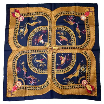 Pre-owned Hermes Hermès "voitures Paniers" By Julia Abadie Vintage Silk Yoke 1990s In Black