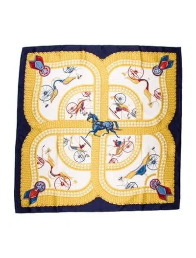 Pre-owned Hermes Voitures Paniers Silk Scarf In Multi