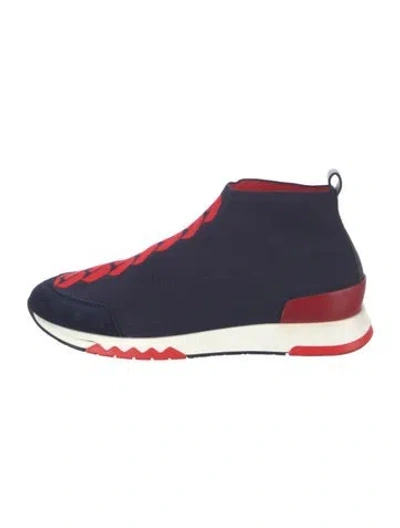 Pre-owned Hermes Volo Sock Sneakers In Blue